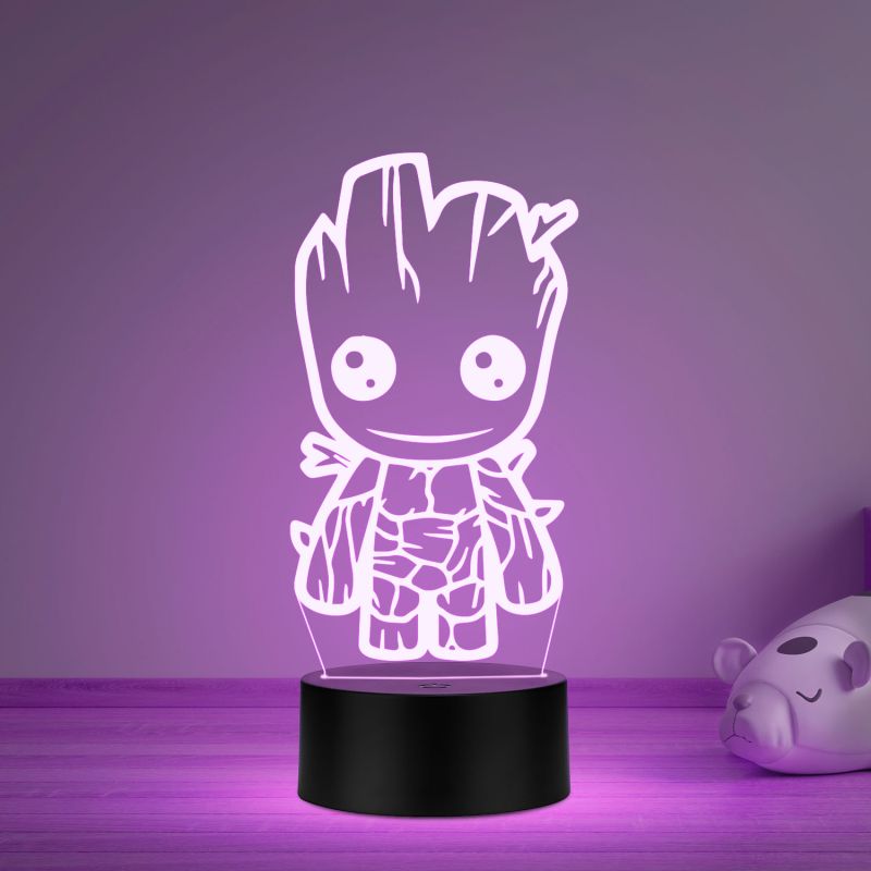 3D Cute Groot Led Night Lamp with Multicolored Birthday Gifts Kids and Kid Room Decor